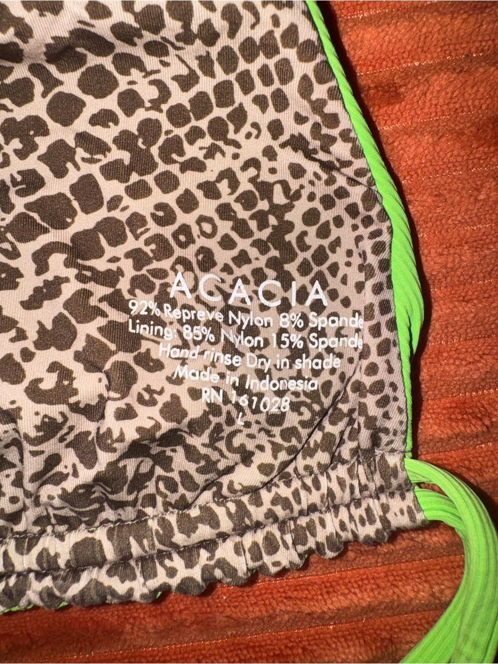 ACACIA Neon Green Triangle Bikini Top Large - Picture 2 of 3